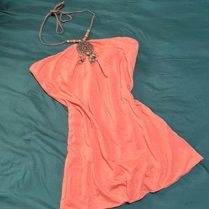 Coral Halter Neck Tube Top